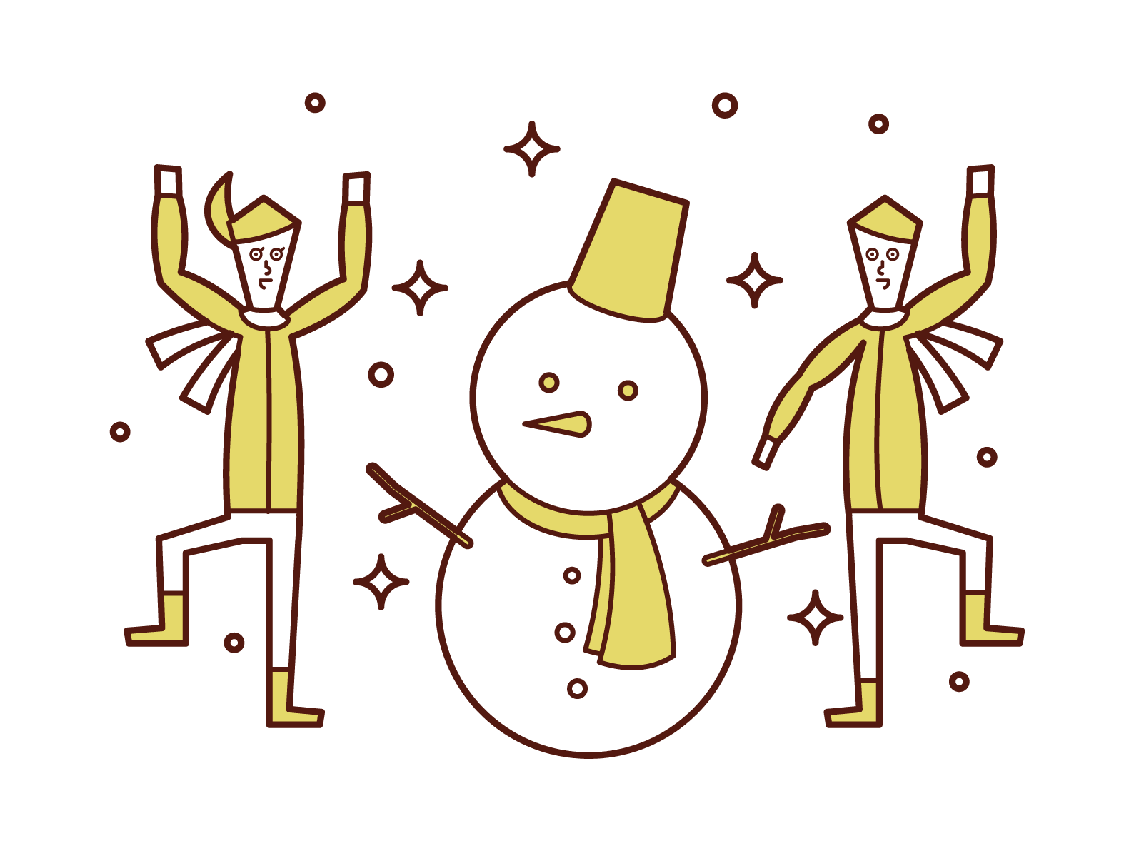 製作和享受雪人的兒童插圖