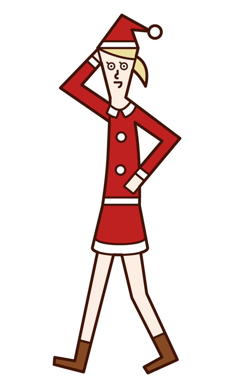 Illustration of a woman in a Santa Claus costume