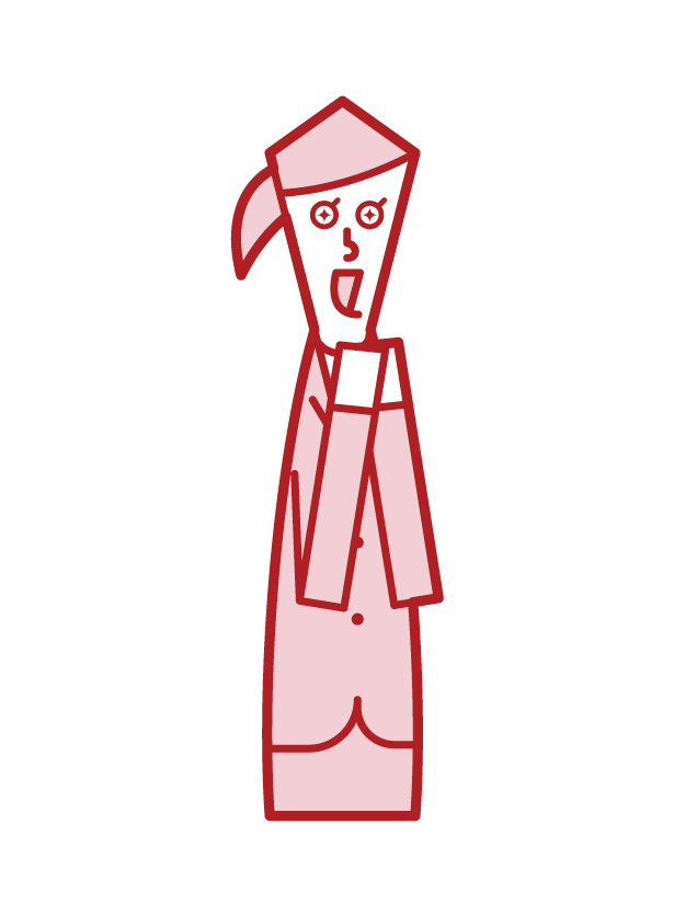 Illustration of a woman who is happy to put her hands together