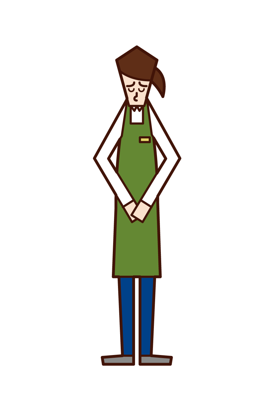 Illustration of a clerk (woman) apologizing