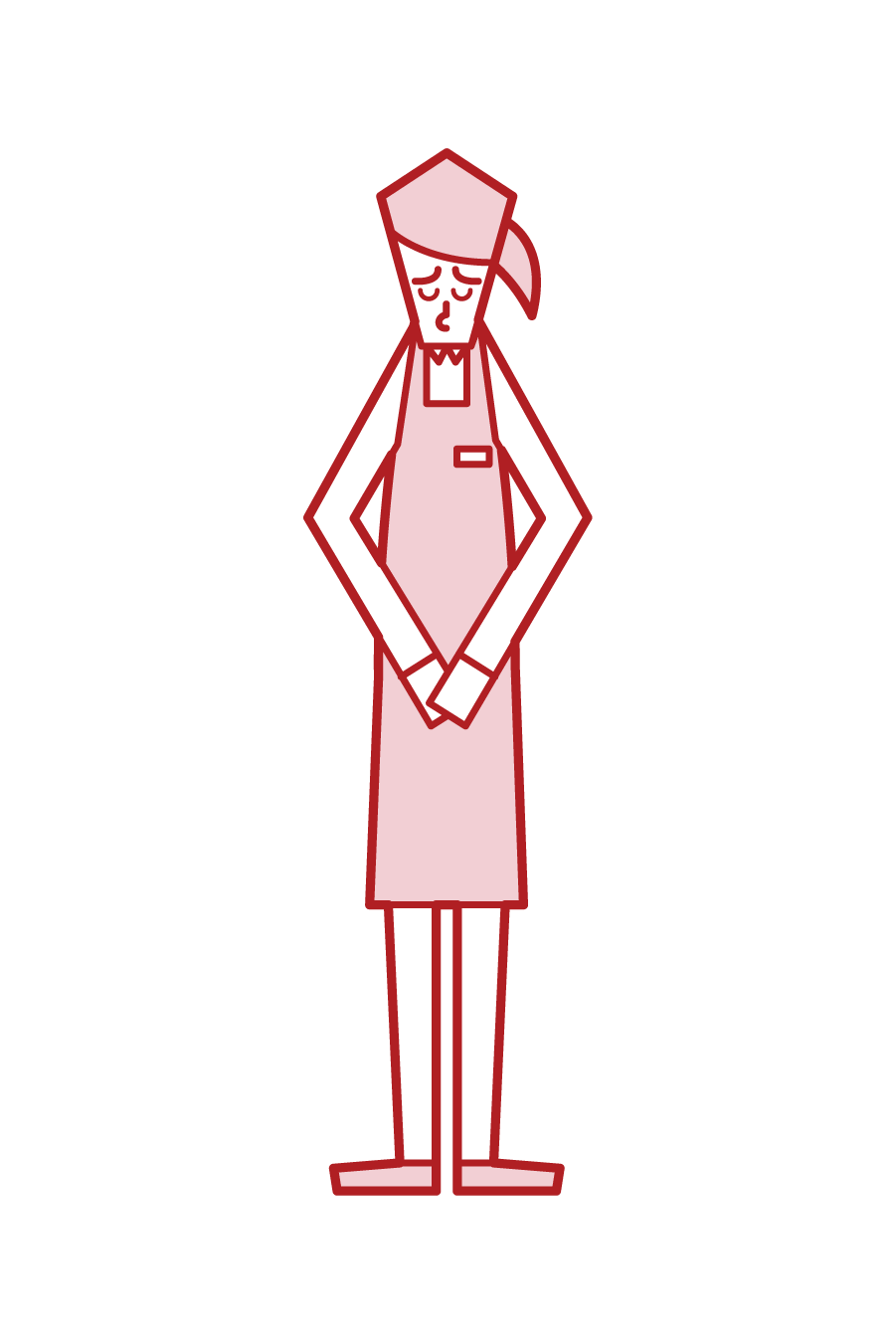 Illustration of a clerk (woman) apologizing