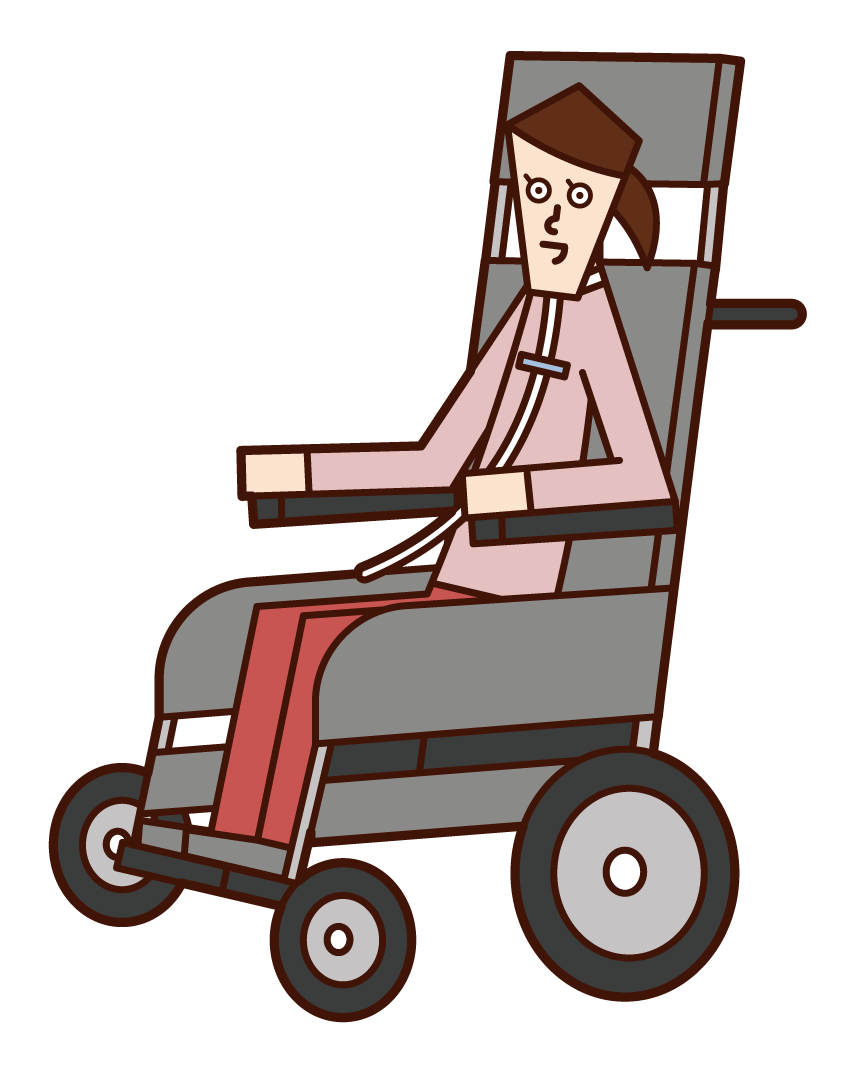 Illustration of a woman with ALS (amyotrophic lateral sclerosis)