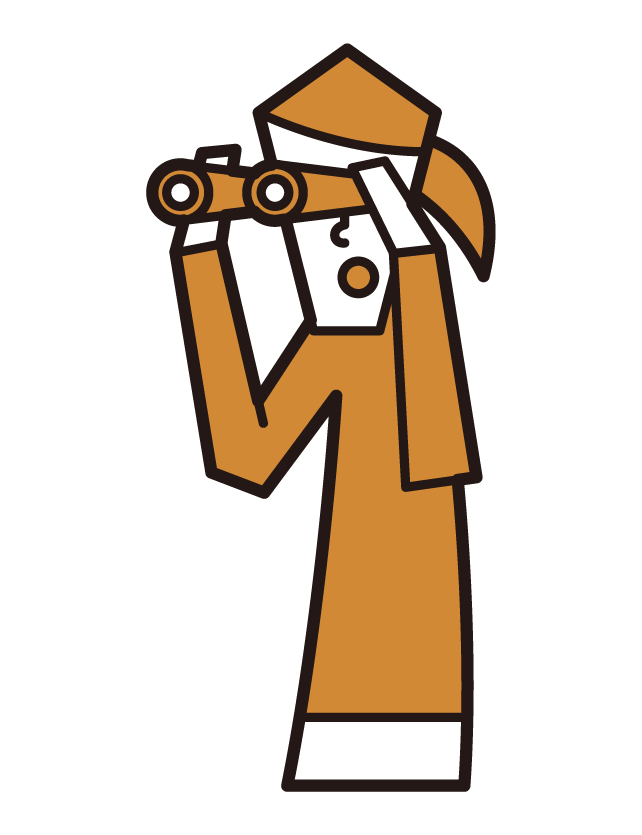 Illustration of a woman looking into binoculars