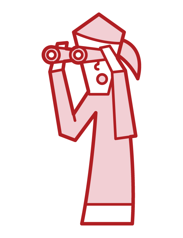Illustration of a woman looking into binoculars