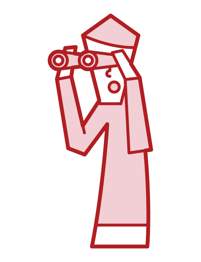 Illustration of a man looking into binoculars