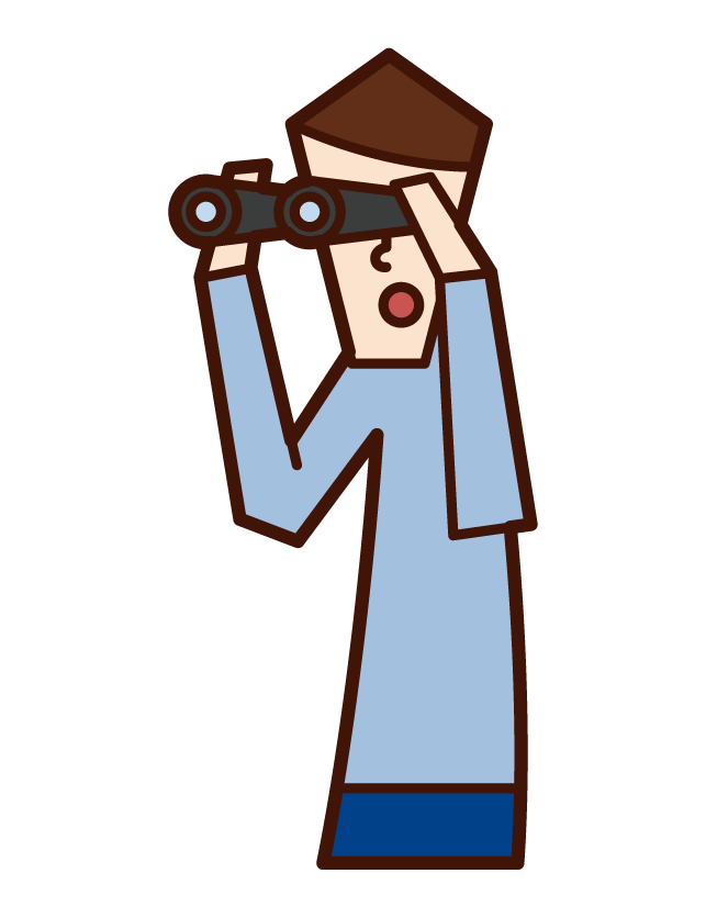 Illustration of a man looking into binoculars