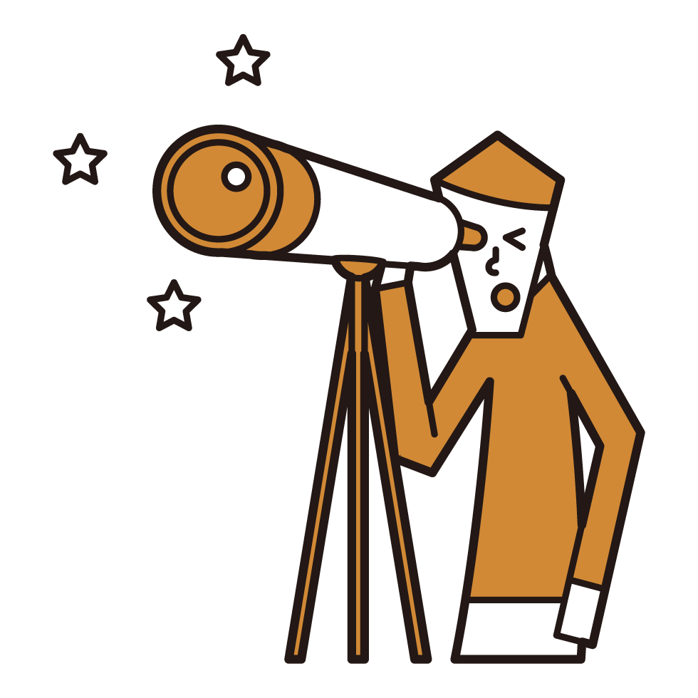 Illustration of a man looking through a telescope