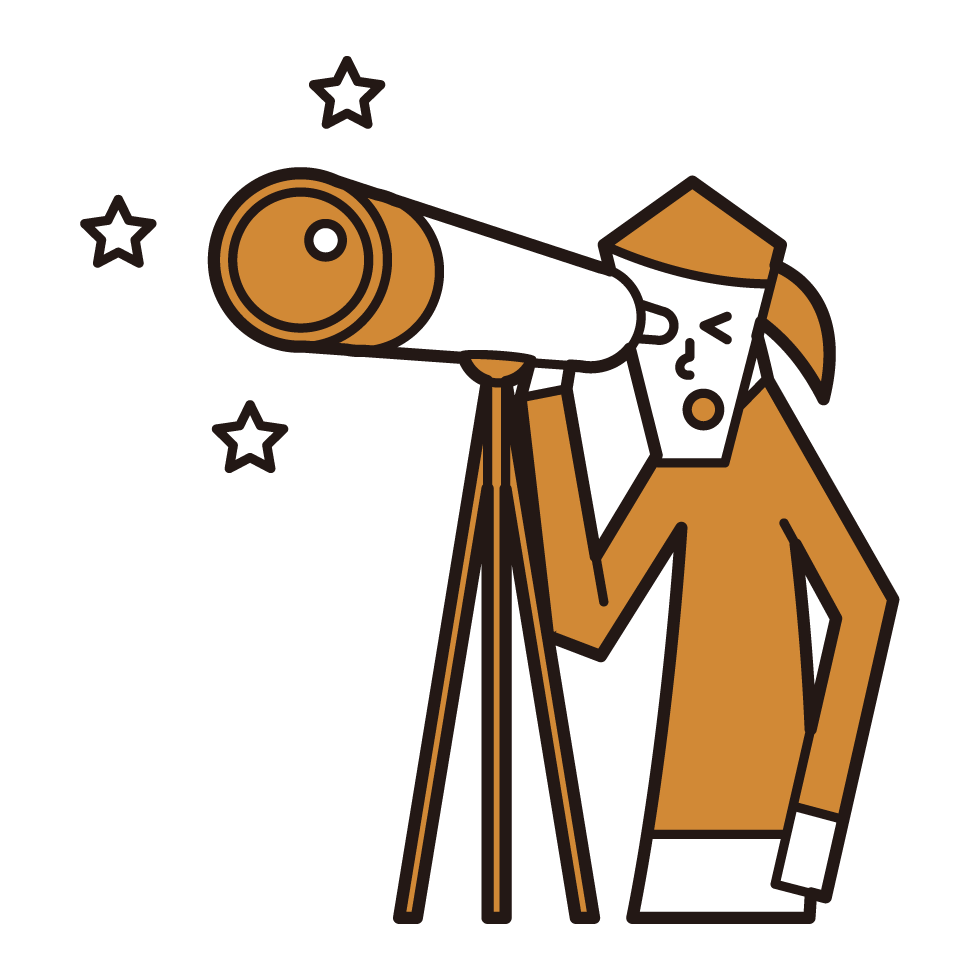 Illustration of a woman looking through a telescope