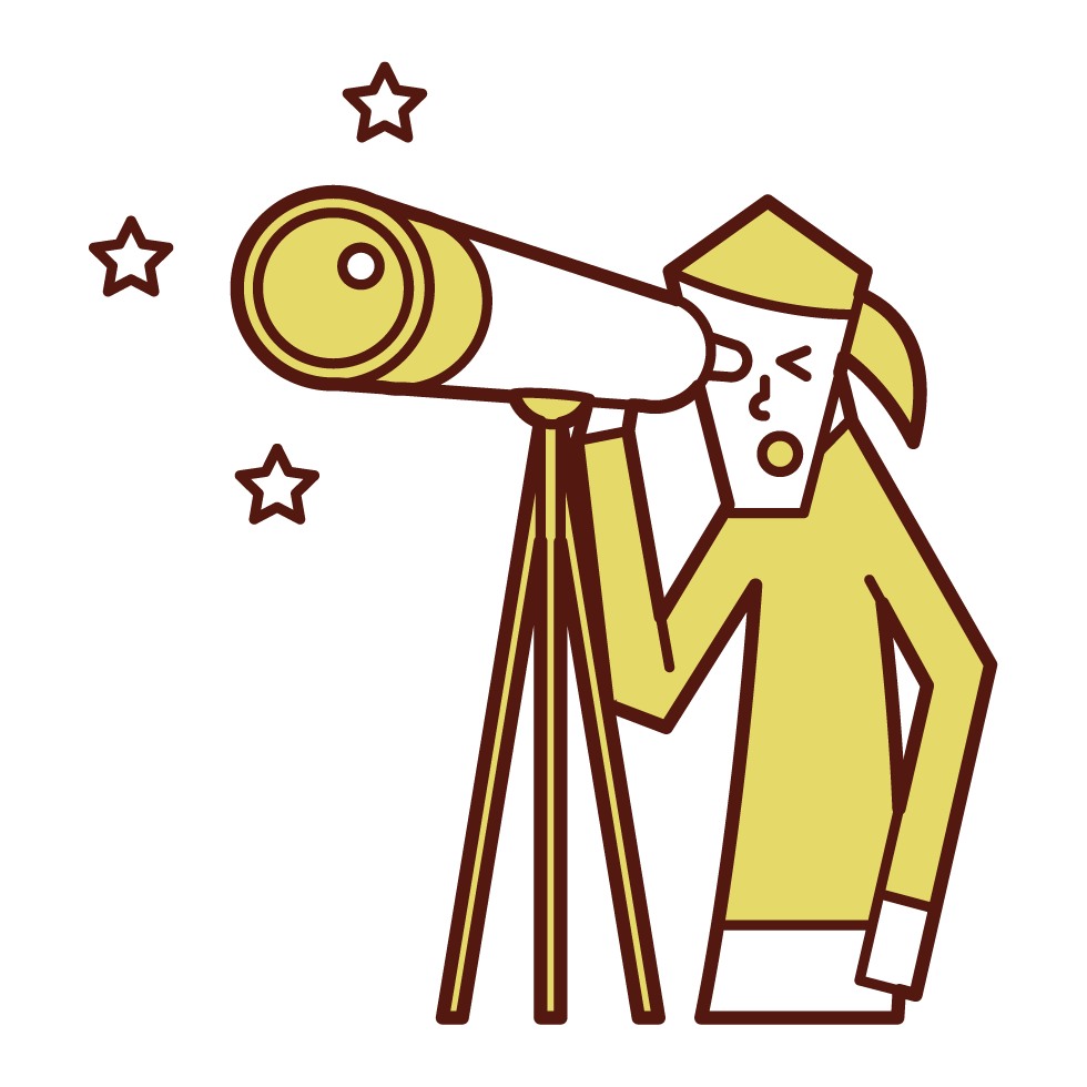 Illustration of a woman looking through a telescope