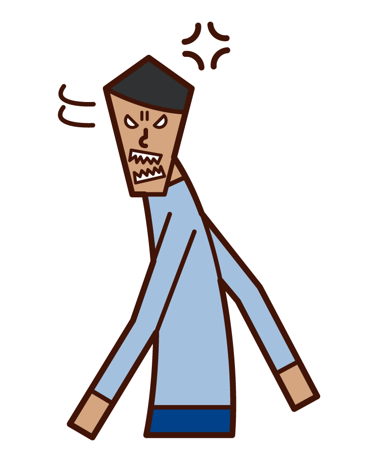 Illustration of a man turning around in anger