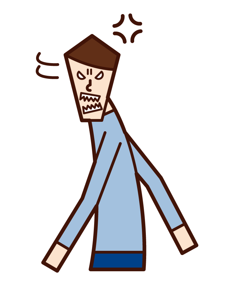 Illustration of a man turning around in anger