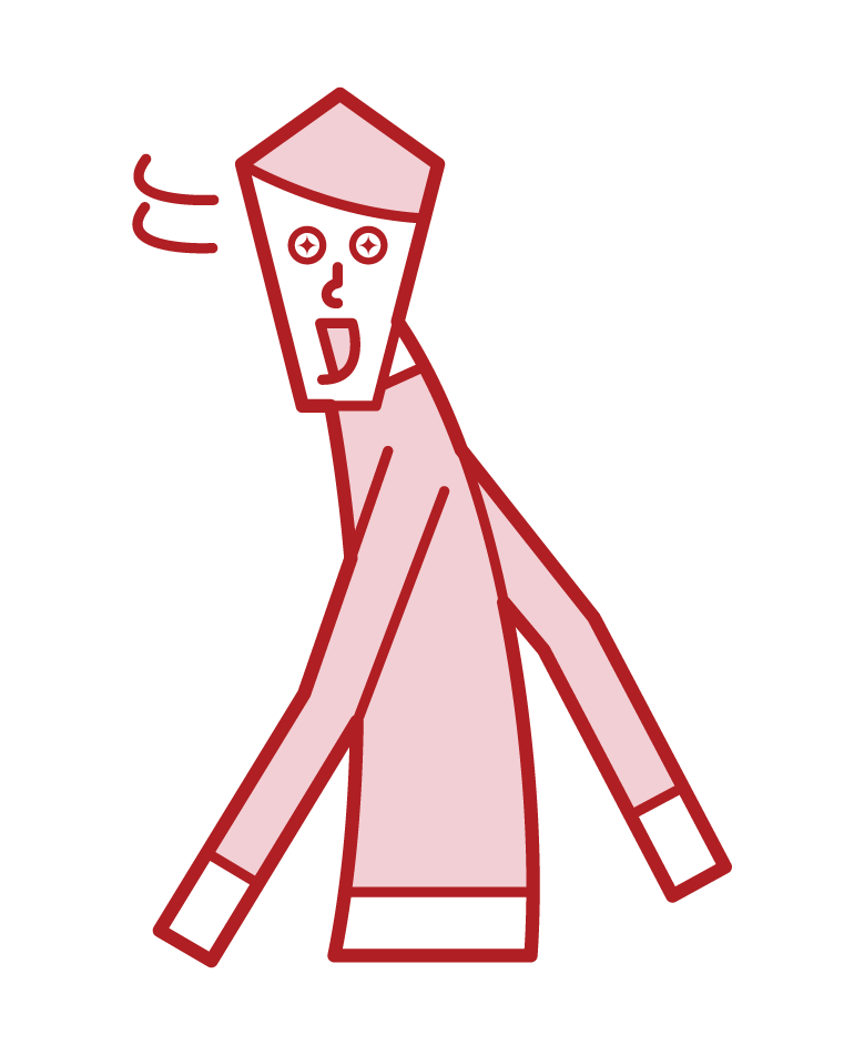 Illustration of a man looking around happily