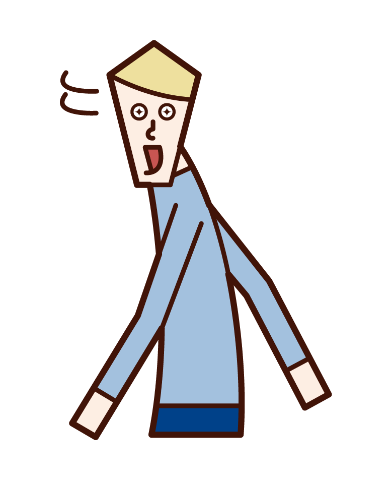 Illustration of a man looking around happily