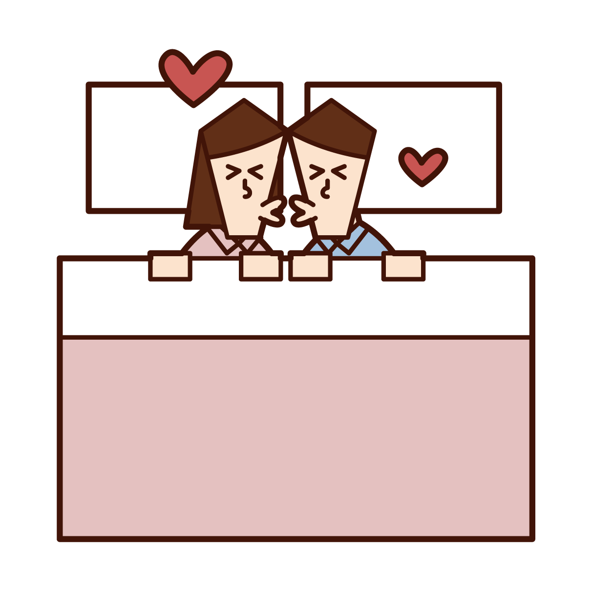 Illustration of an old couple sleeping together