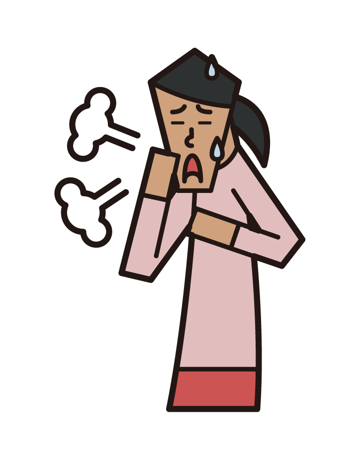 哮喘、呼吸過度和支氣管炎（女性）的插圖