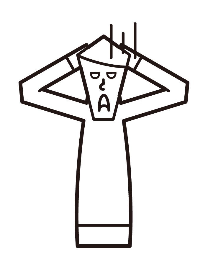 Illustration of a man who despairs with his head in his arms