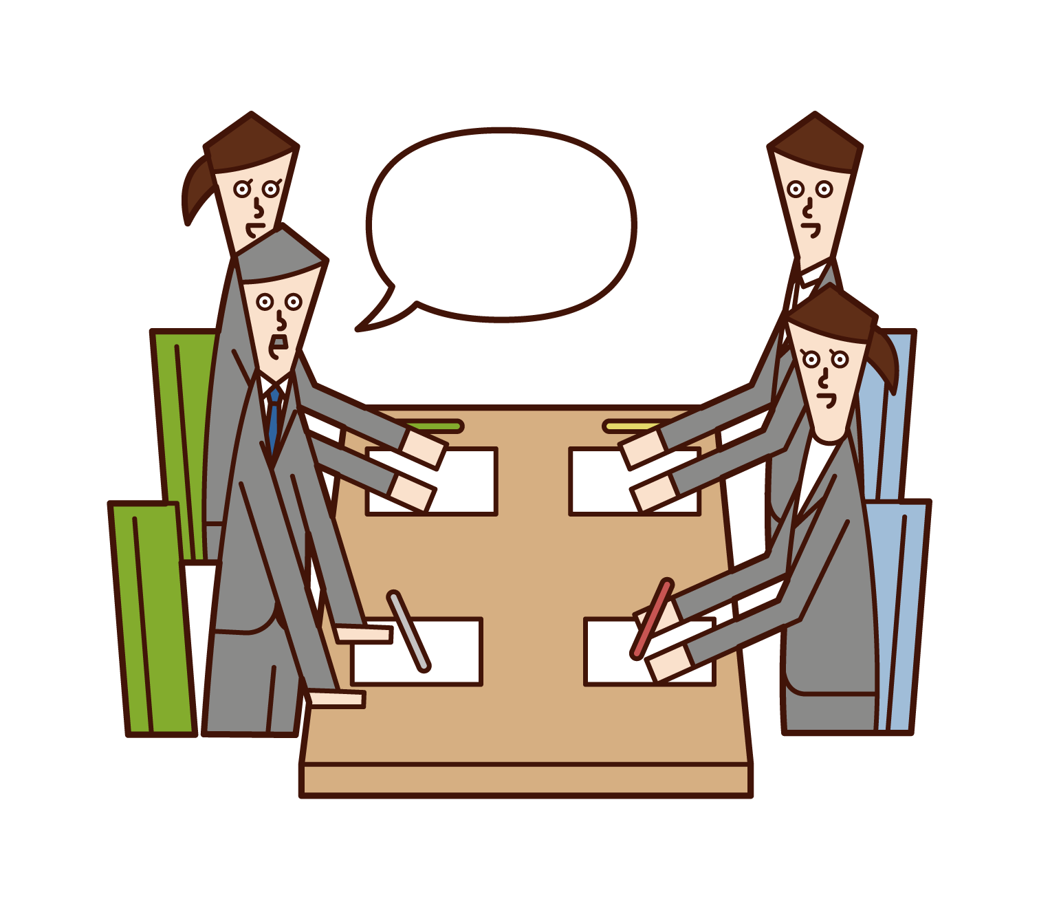 Illustration of a man speaking at a meeting