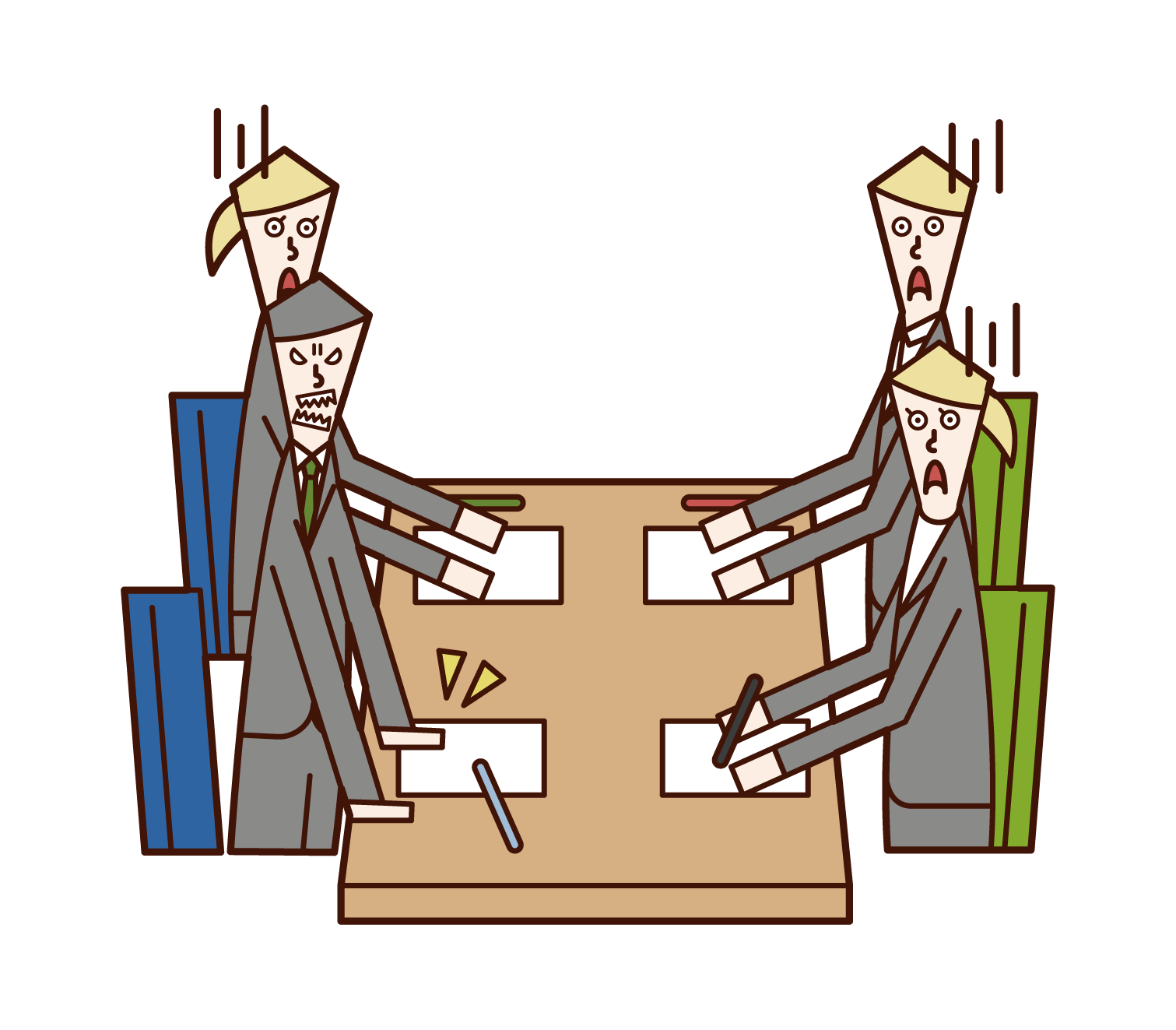 Illustration of a man angry at a meeting