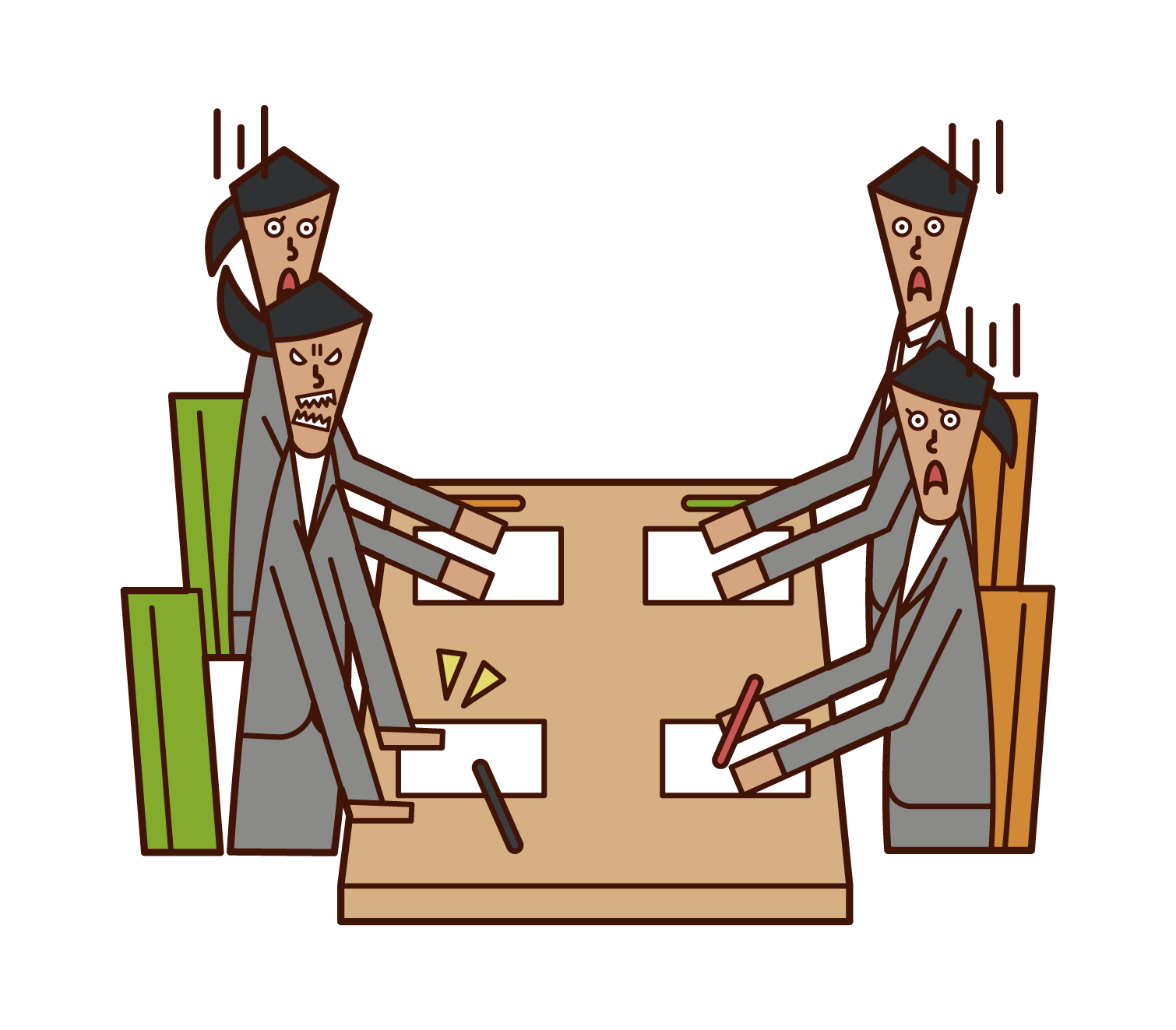 Illustration of a woman angry at a meeting