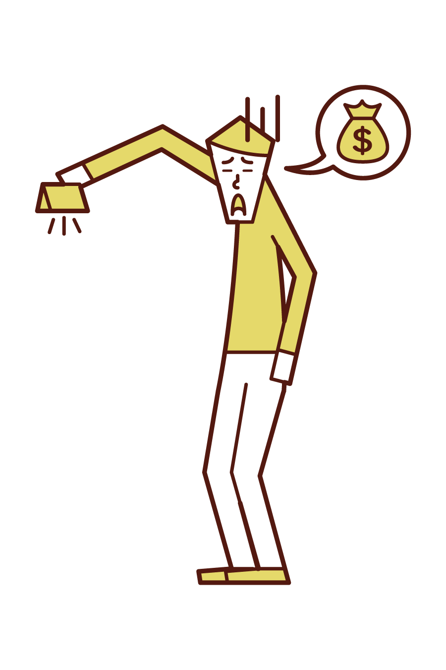Illustration of a man who is out of money