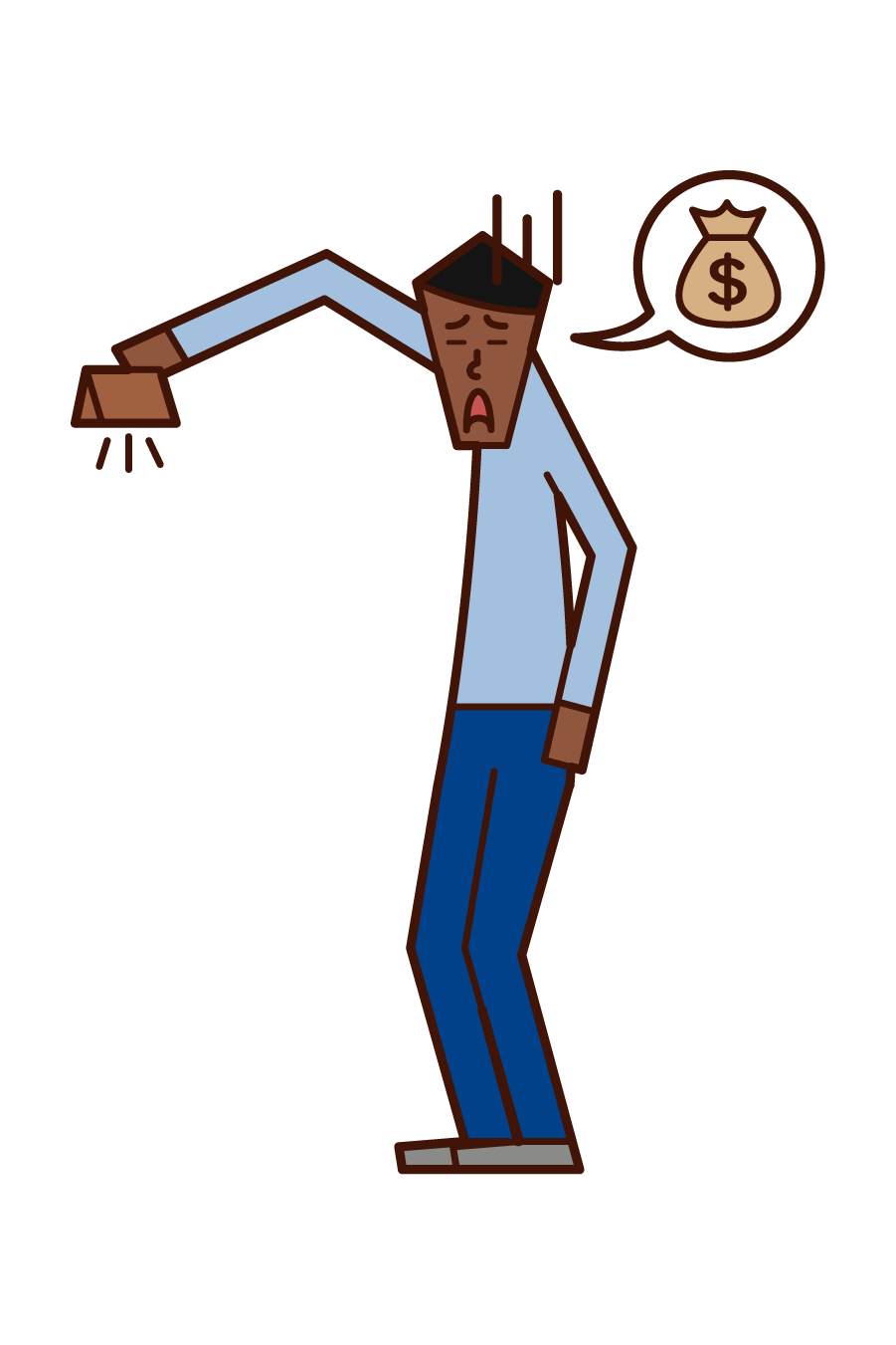 Illustration of a man who is out of money