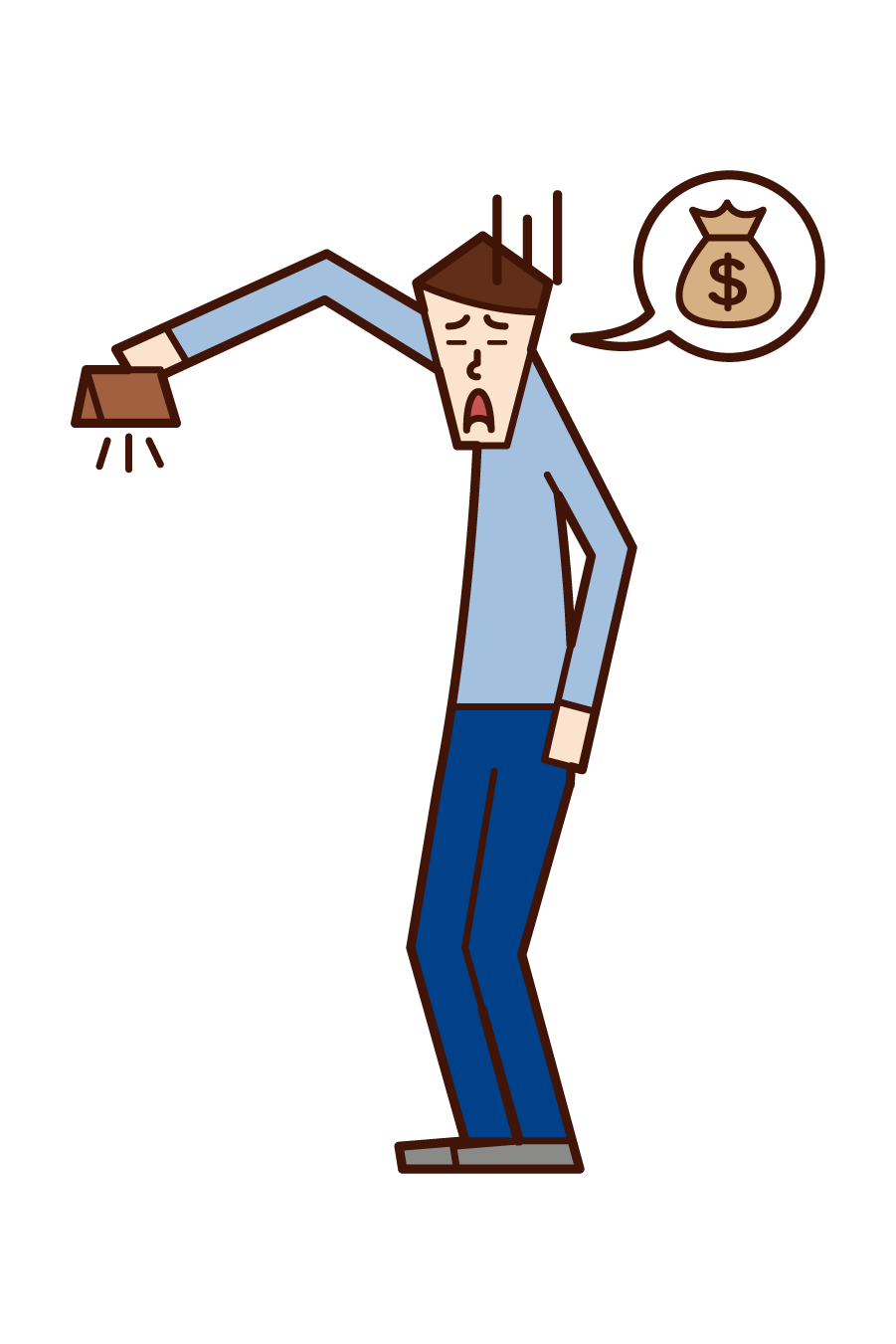 Illustration of a man who is out of money