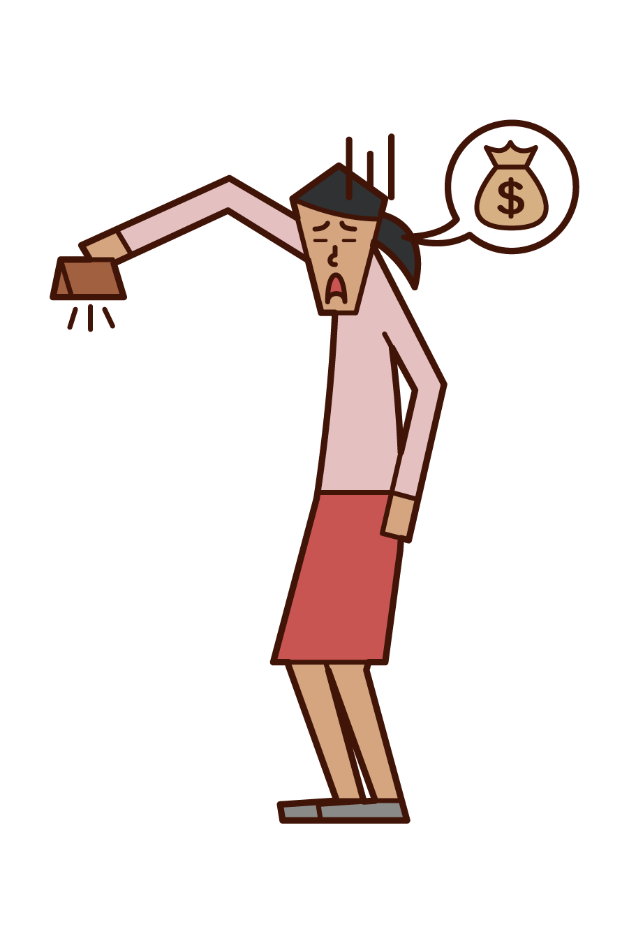 Illustration of a man (woman) who is out of money