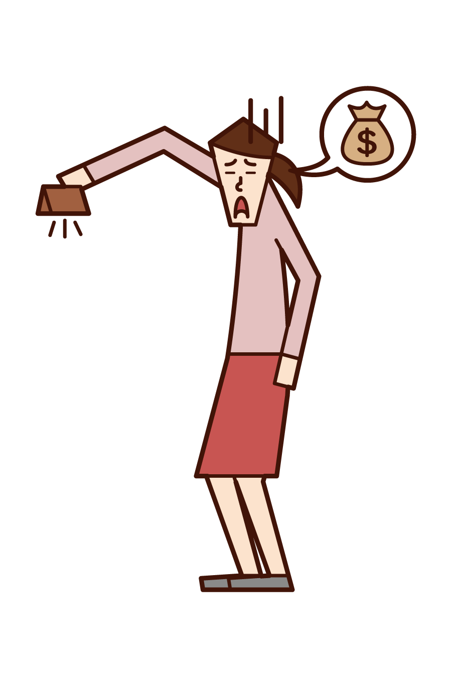 Illustration of a man (woman) who is out of money