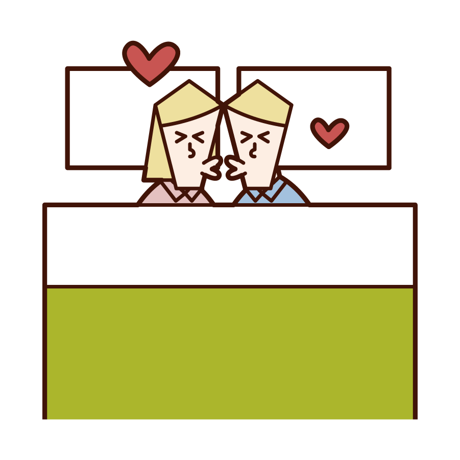 ベッドでキスをする夫婦 カップルのイラスト フリーイラスト素材 Kukukeke ククケケ
