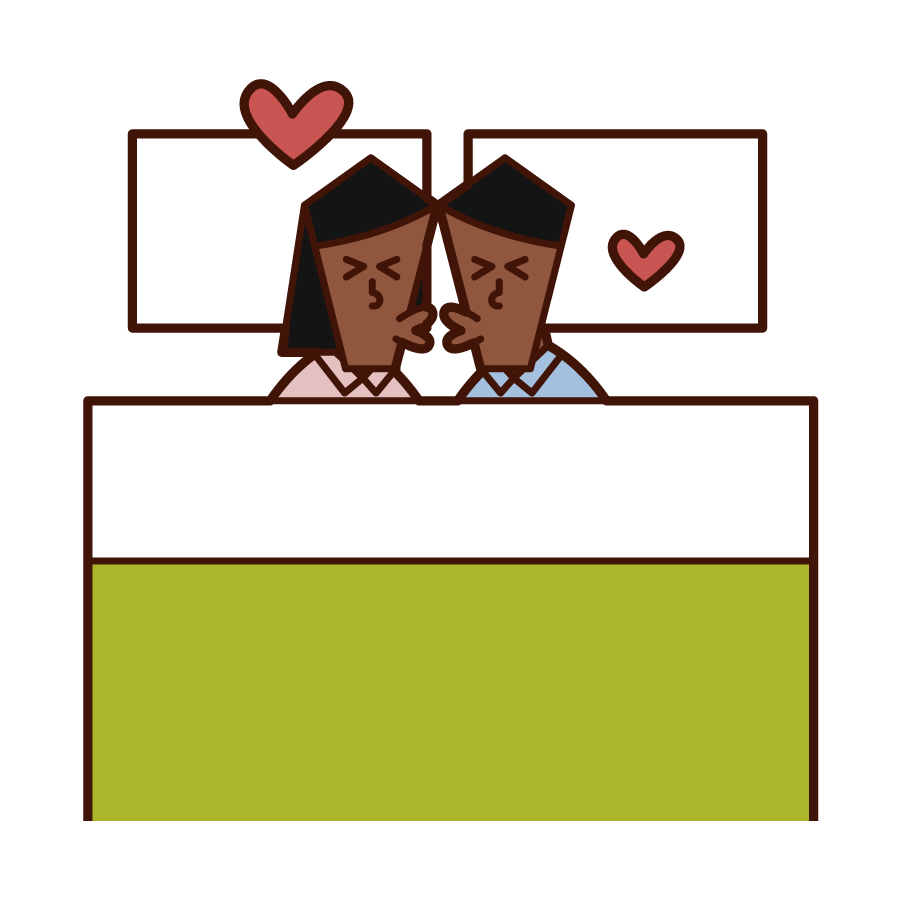 ベッドでキスをする夫婦 カップルのイラスト フリーイラスト素材 Kukukeke ククケケ