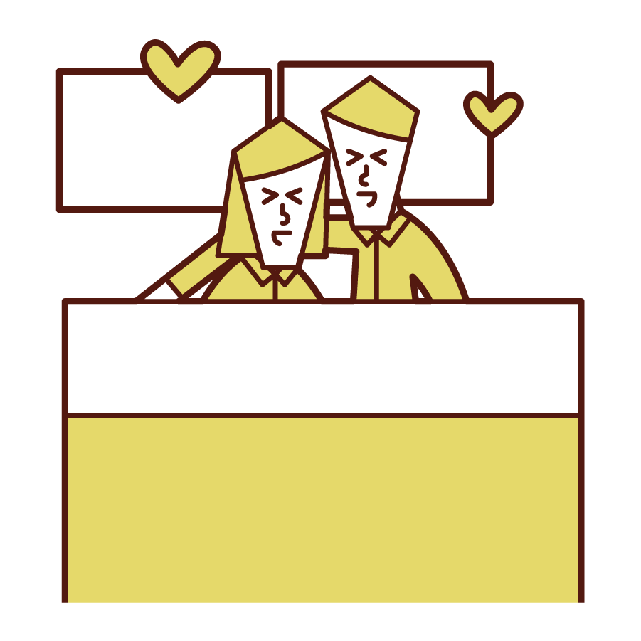 Illustration of a married couple and a couple who are close friends