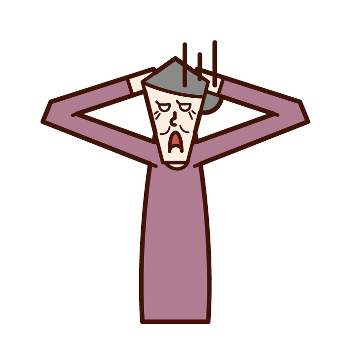 頭を抱えて絶望する老人 女性 のイラスト フリーイラスト素材 Kukukeke ククケケ