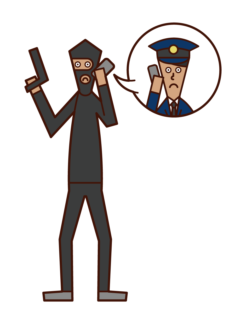Illustration of a robber (man) demanding a ransom
