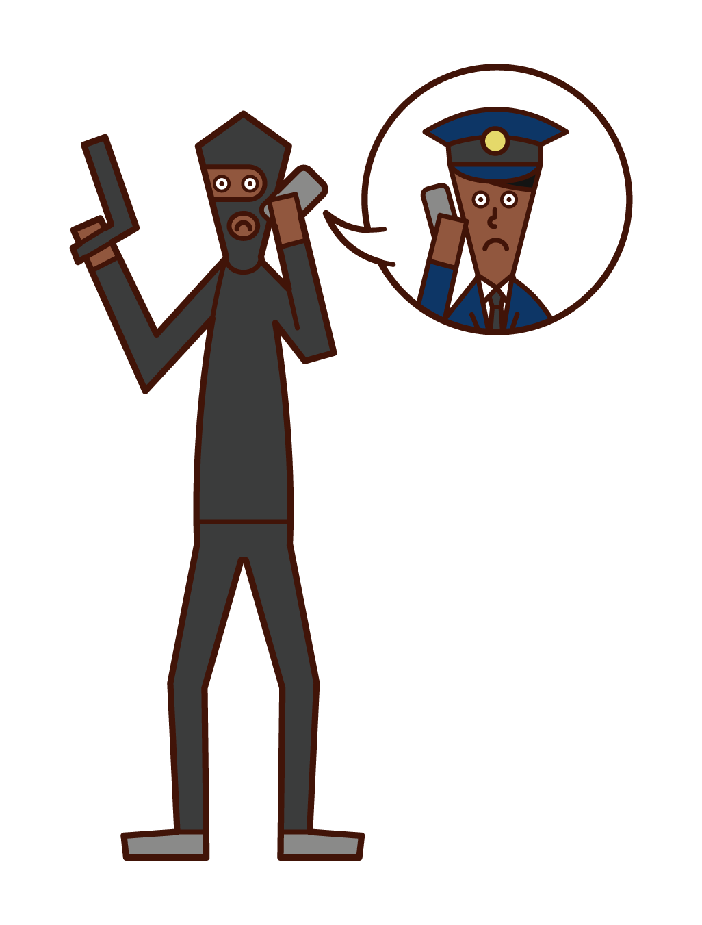 Illustration of a robber (man) demanding a ransom