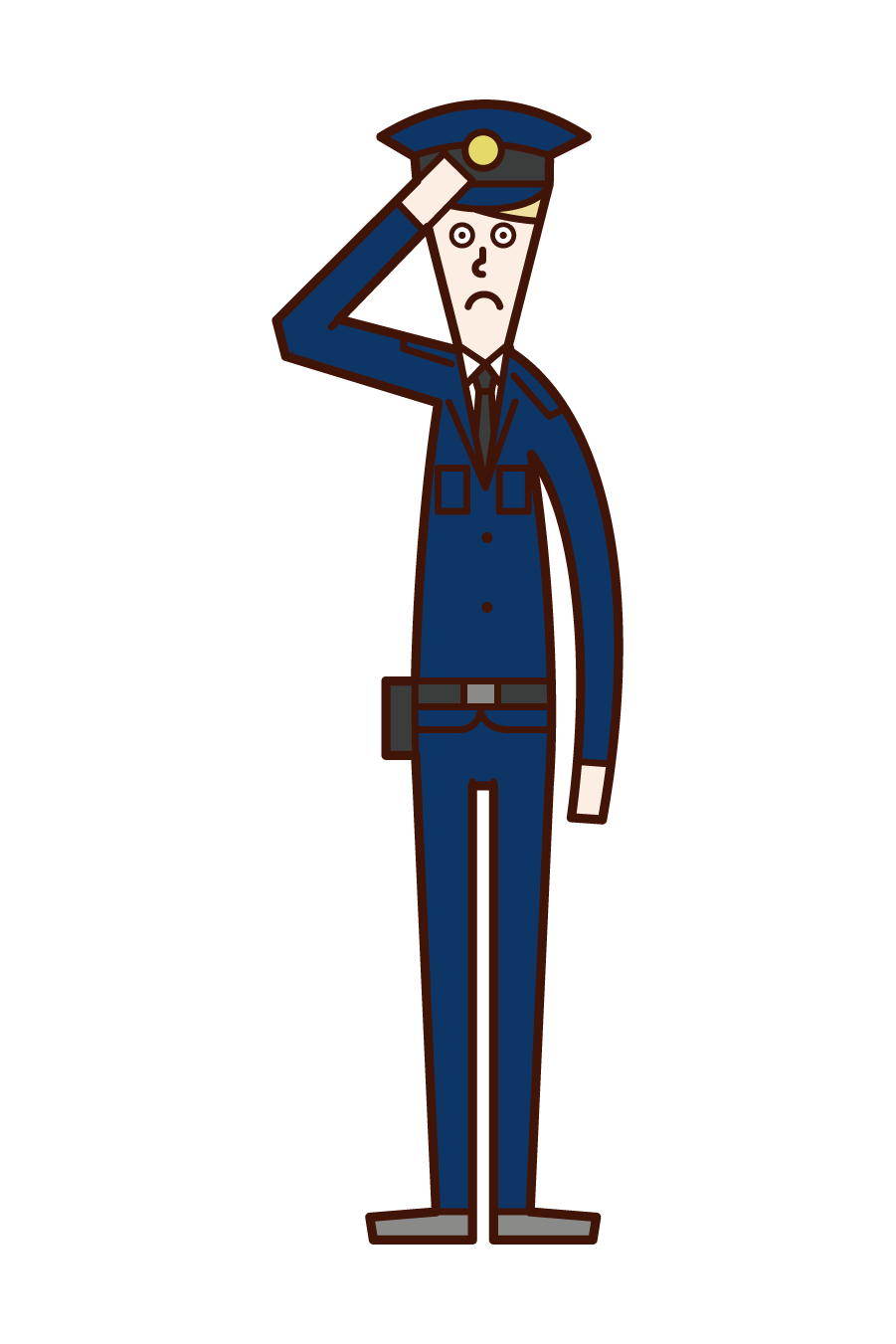 Illustration of a police officer (man) salute