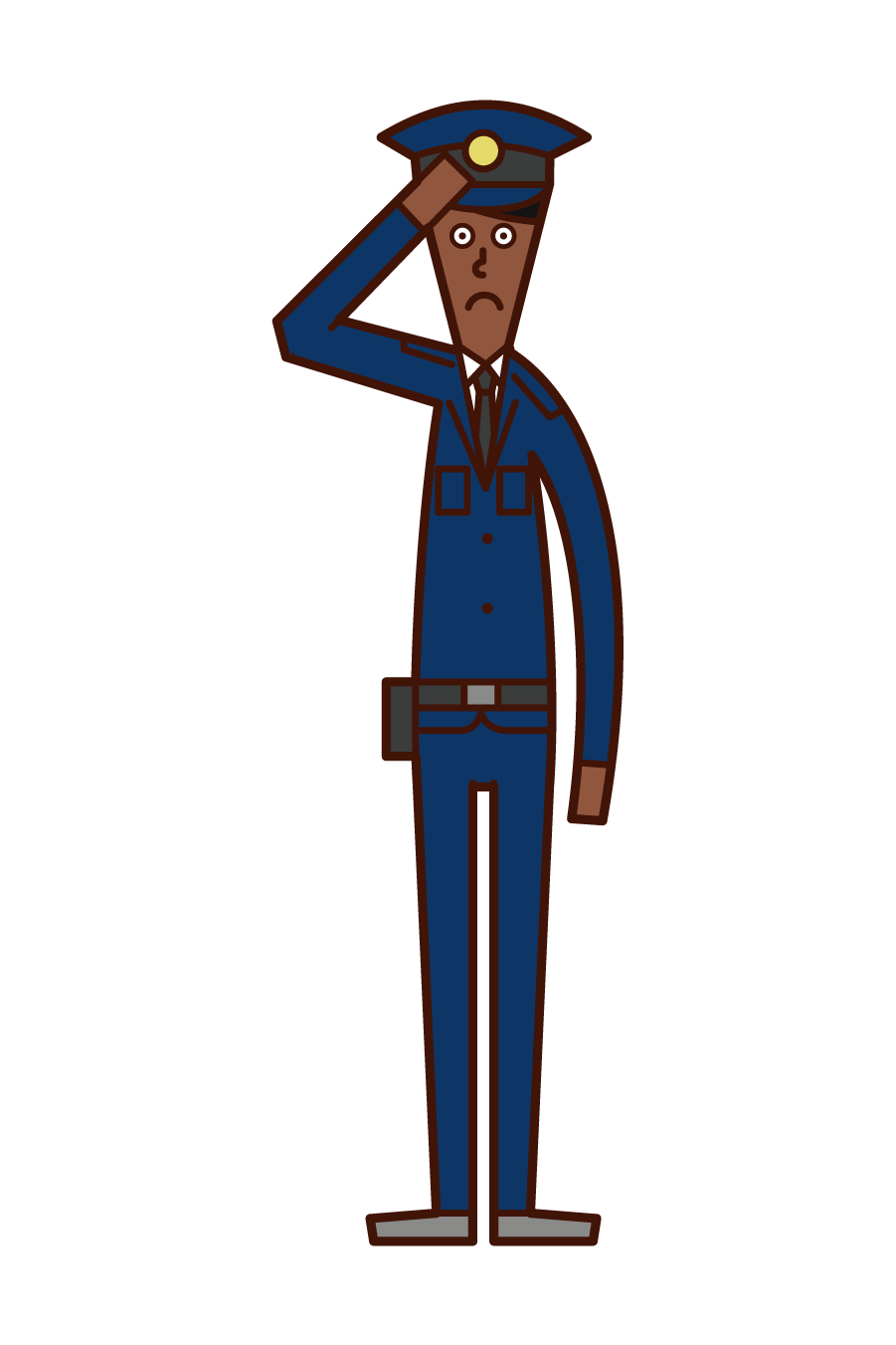Illustration of a police officer (man) salute