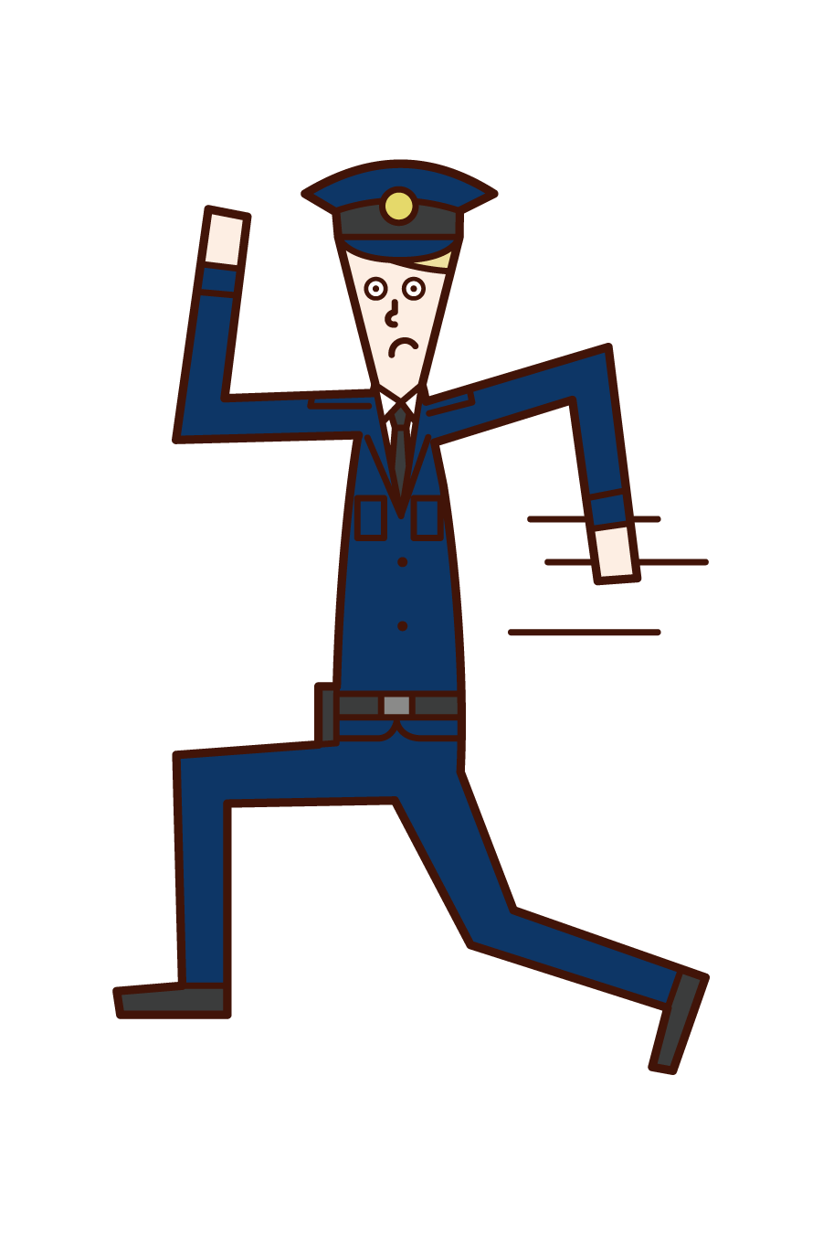 Illustration of a running police officer (man)