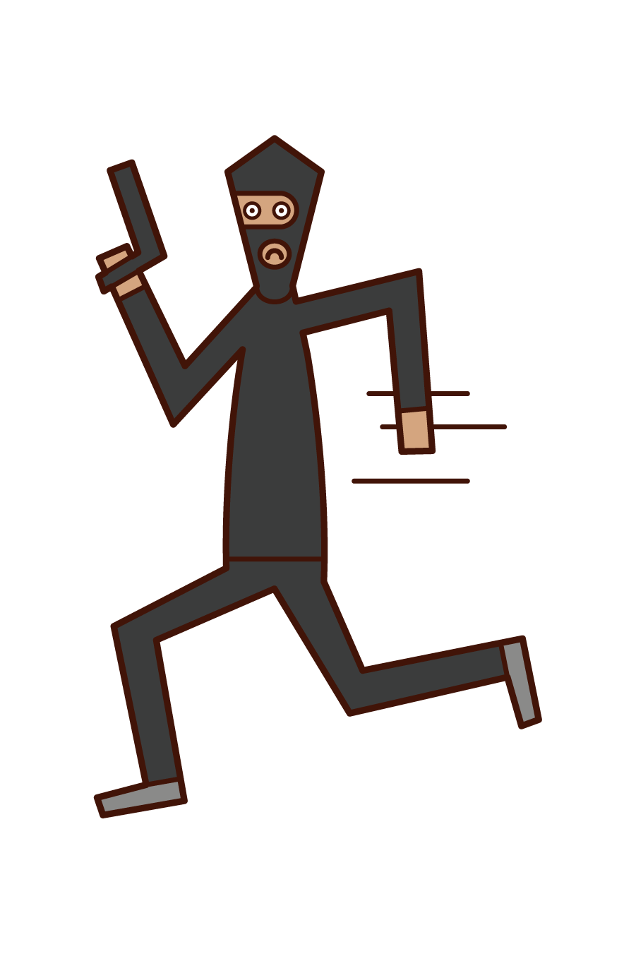 走る泥棒（男性）のイラスト