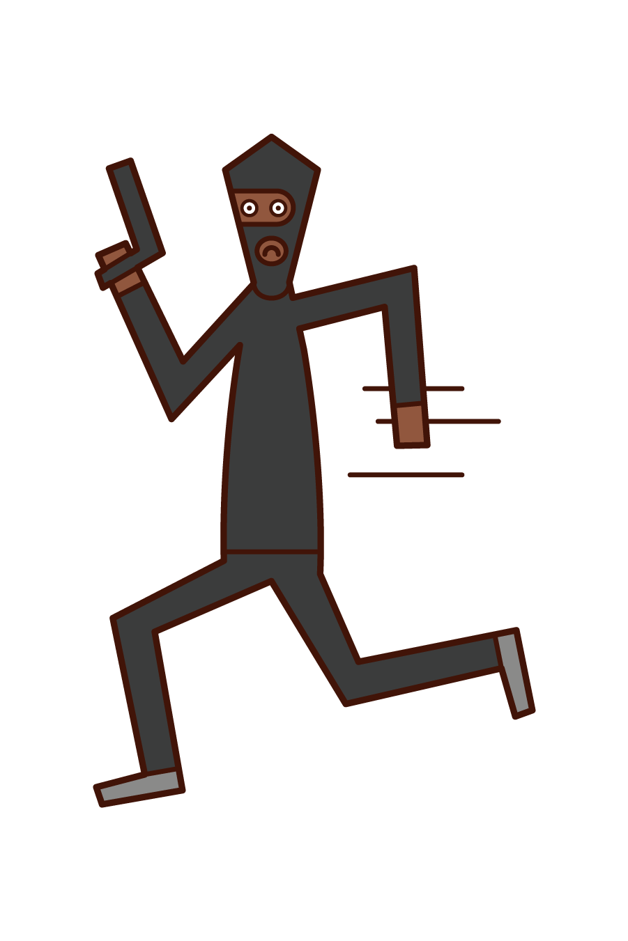 走る泥棒（男性）のイラスト