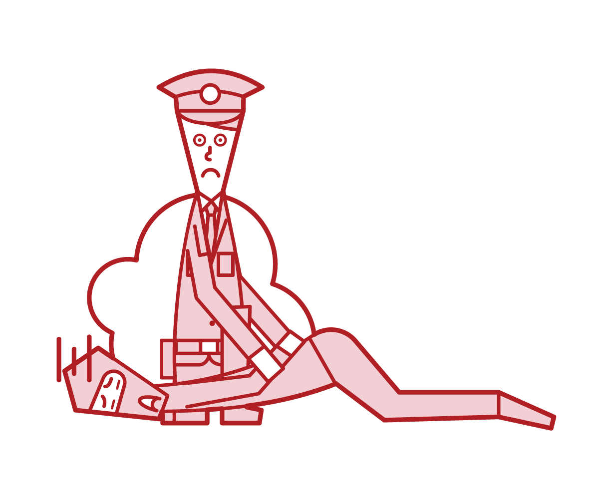 員警（男性）的插圖，以處理強盜