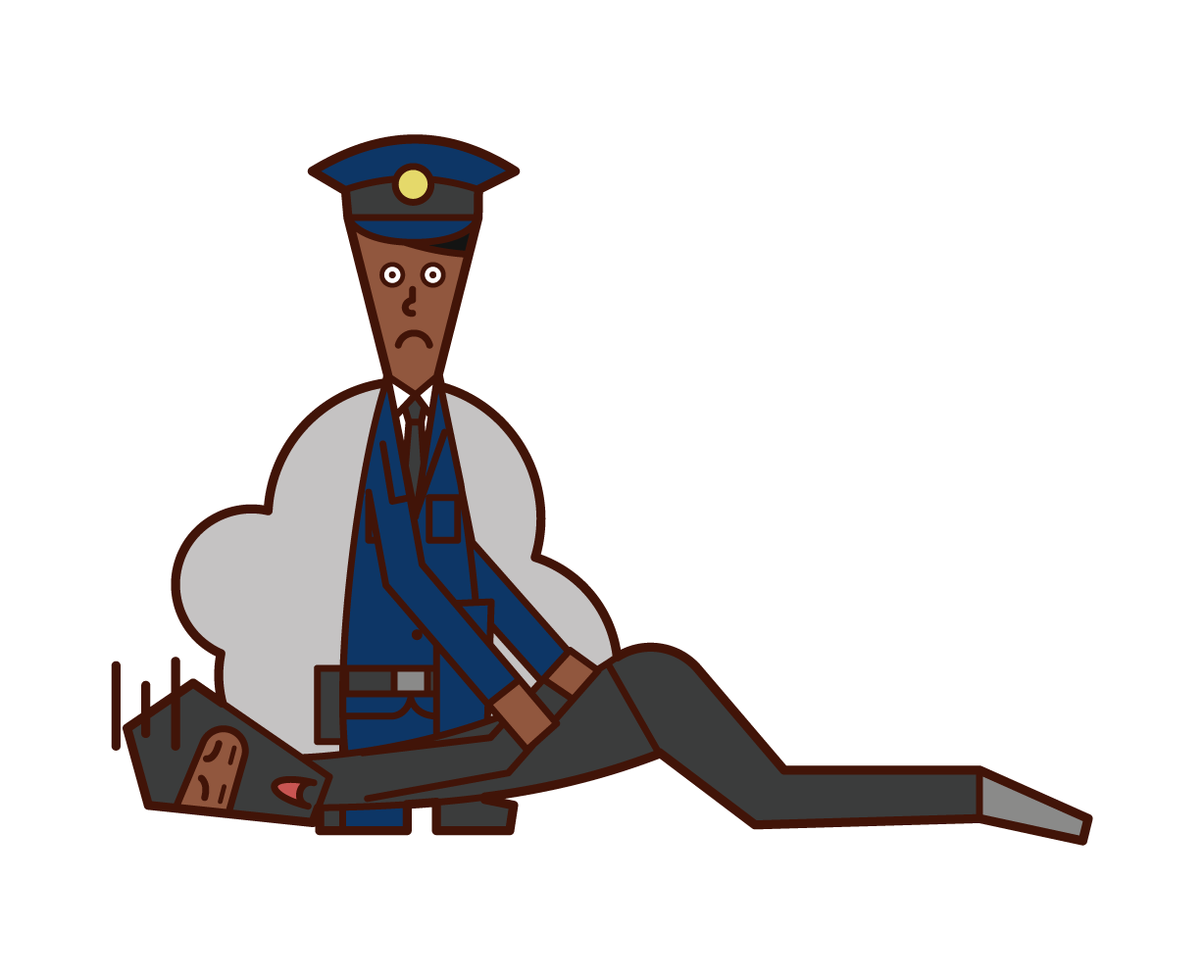 員警（男性）的插圖，以處理強盜