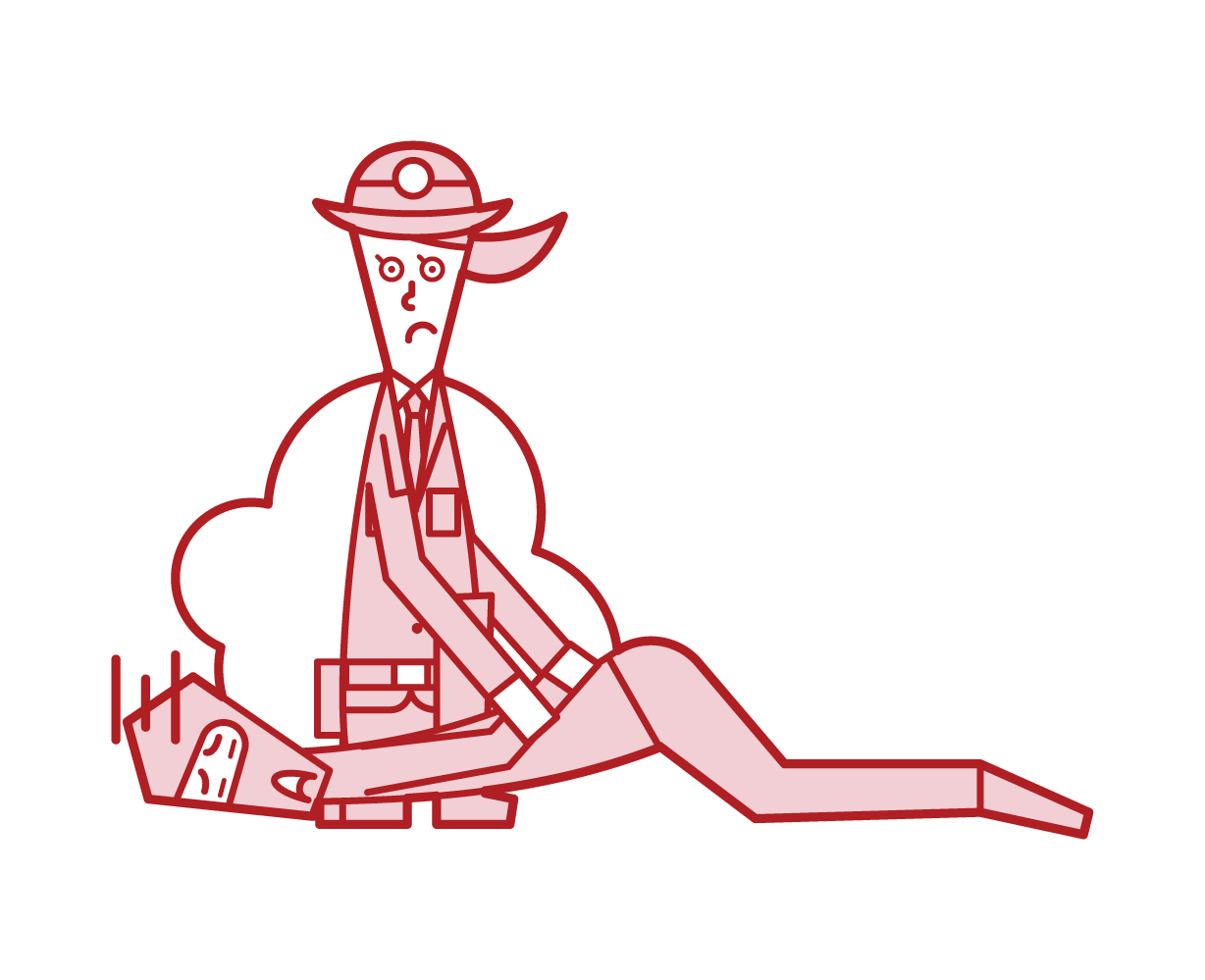 員警（女性）的插圖，以處理強盜