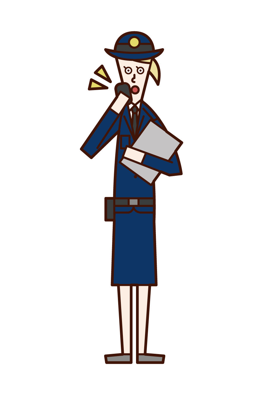 Illustration of a police officer (woman) calling