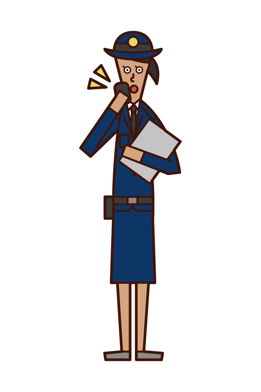 Illustration of a police officer (woman) calling