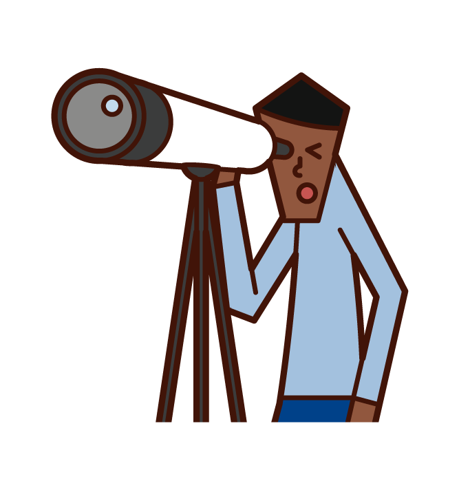 望遠鏡を覗く人 男性 のイラスト フリーイラスト素材 Kukukeke ククケケ