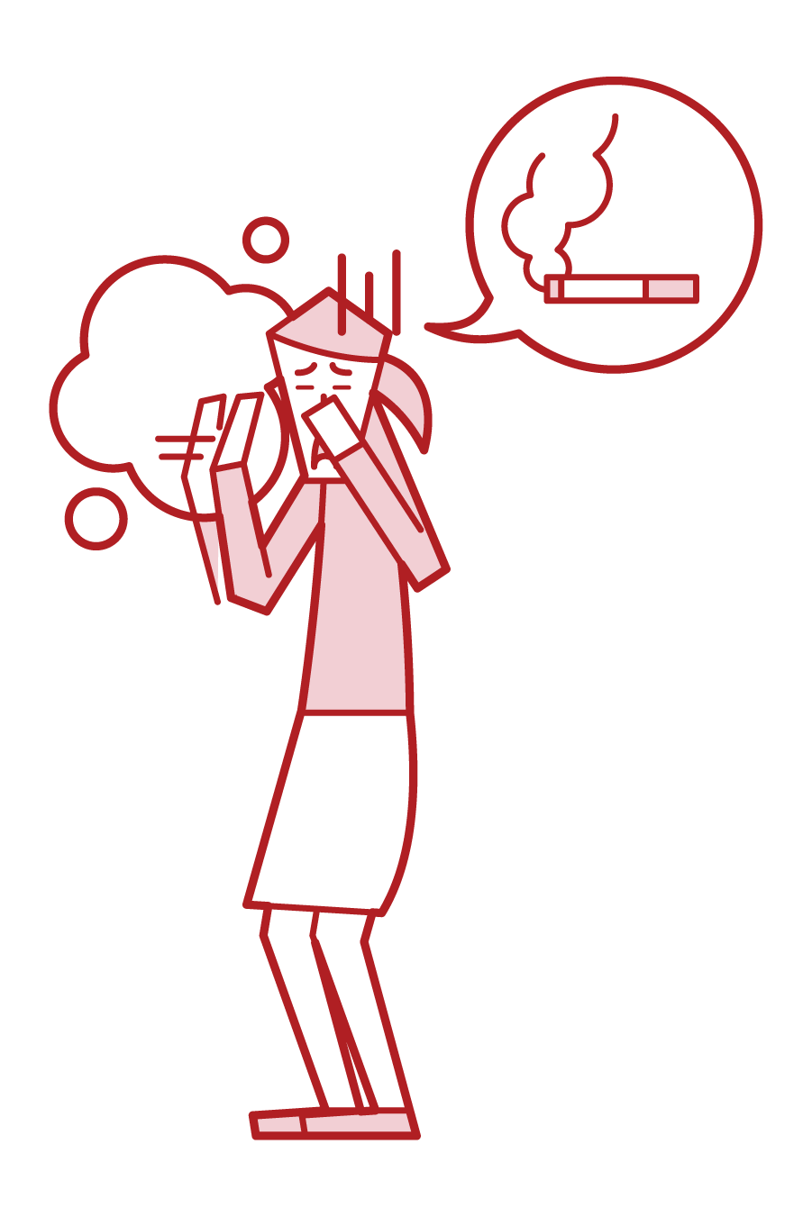 Illustration of a woman who hates cigarette smoke