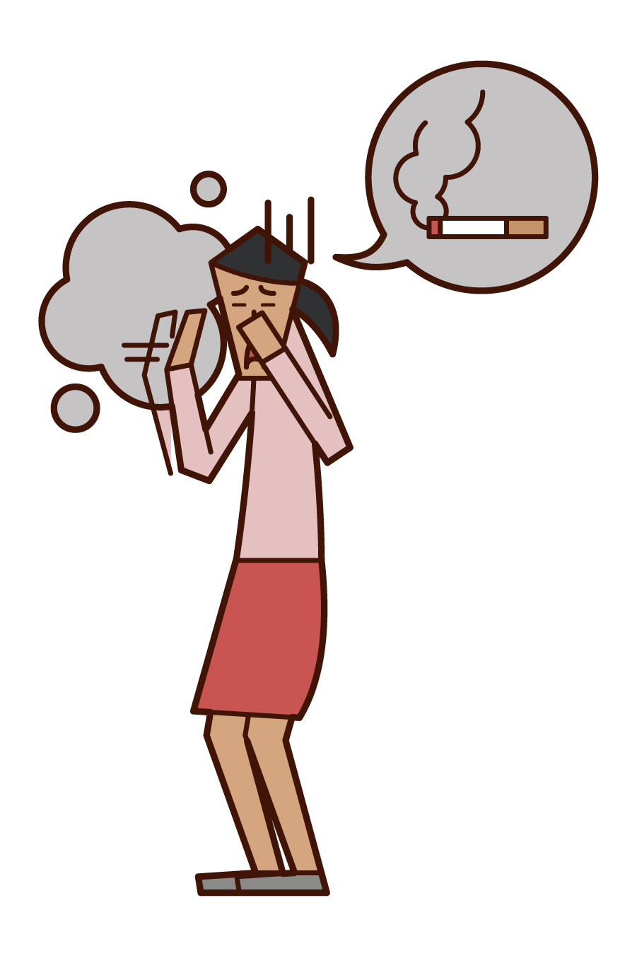 Illustration of a woman who hates cigarette smoke