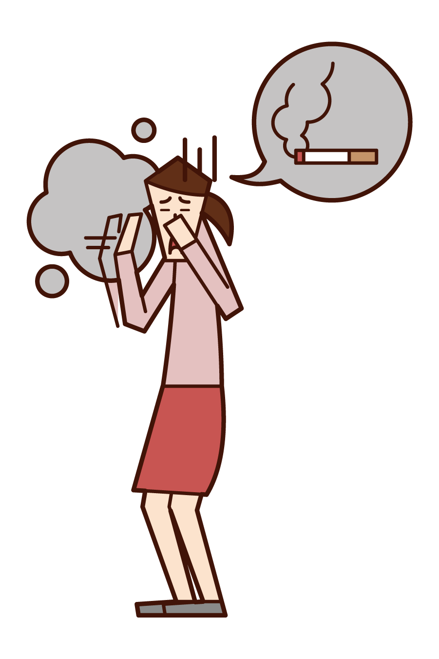 Illustration of a woman who hates cigarette smoke