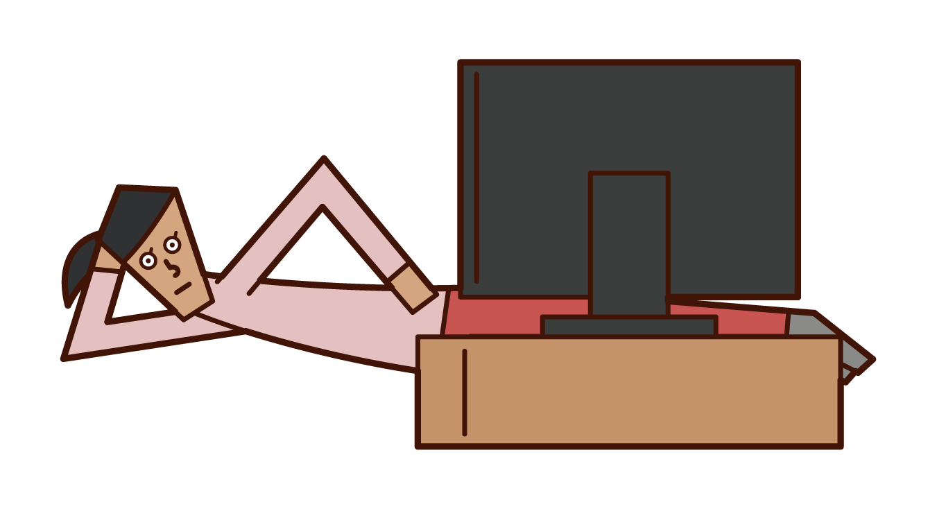 Illustration of a woman who watches TV while lying down