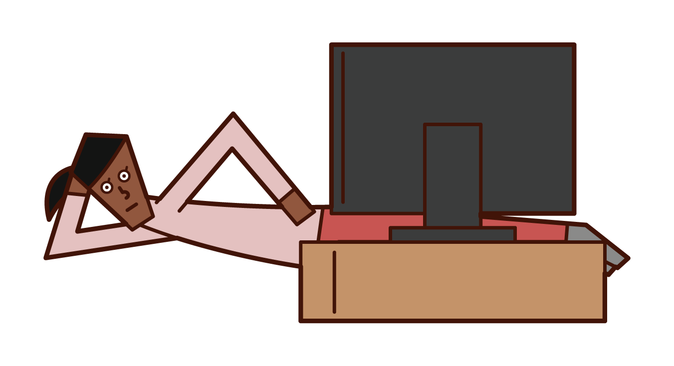 Illustration of a woman who watches TV while lying down